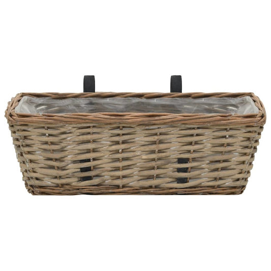 vidaXL Balcony Planter 2 pcs Wicker with PE Lining 15.7", 246828