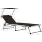 Sun Lounger Black Aluminum Standard Foldable Beach Chair