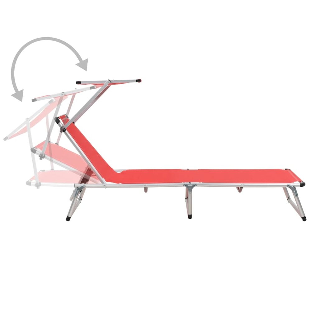 Sun Lounger Red Aluminum, Textilene Standard Foldable