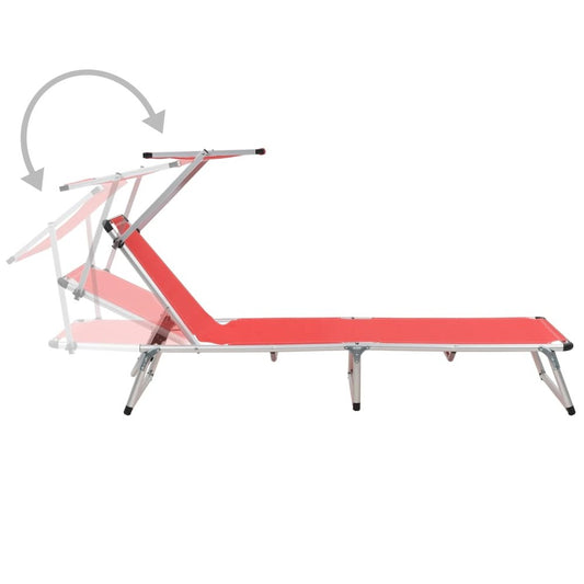 Sun Lounger Red Aluminum, Textilene Standard Foldable