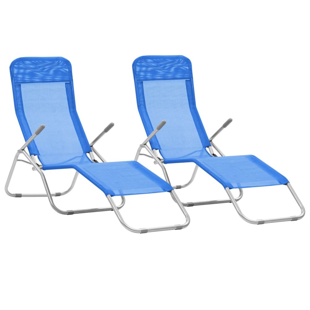 Sun Lounger Set of 2 Blue Powder-coated steel, Textilene Standard
