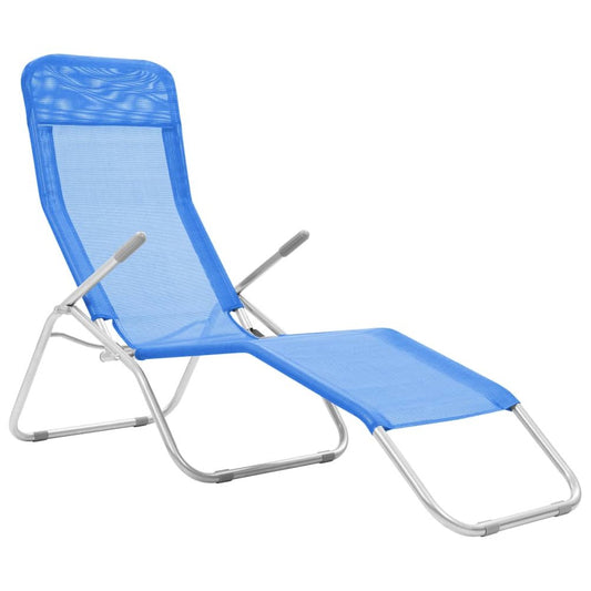 Sun Lounger Set of 2 Blue Powder-coated steel, Textilene Standard