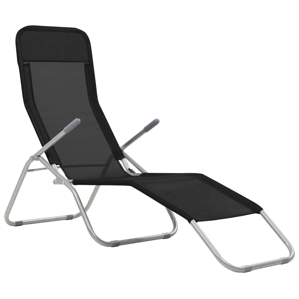 Sunlounger Set of 2 Black Textilene fabric, powder-coated steel