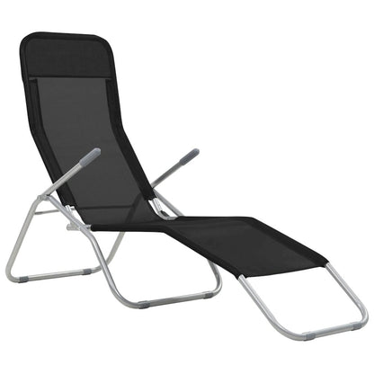 Sunlounger Set of 2 Black Textilene fabric, powder-coated steel