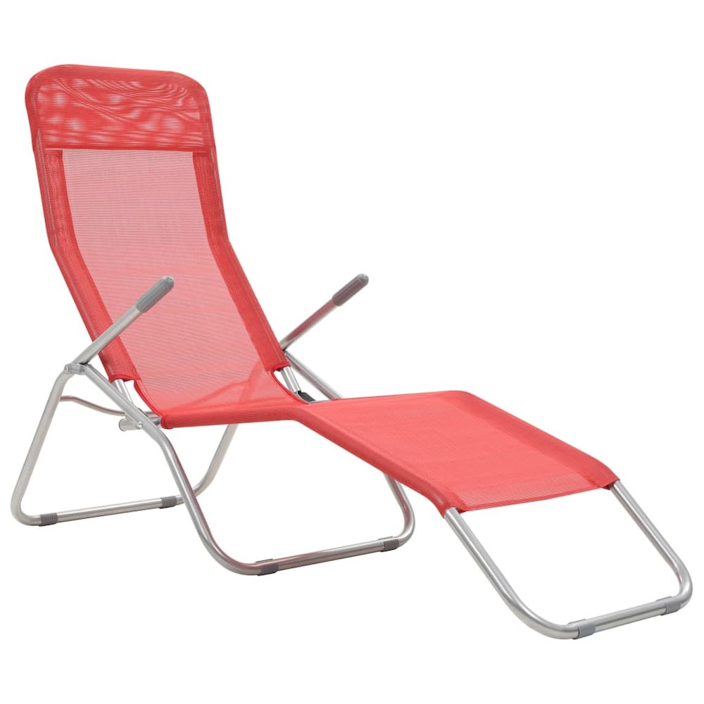 Sunlounger Set of 2 Red Textilene, Powder-coated steel Standard