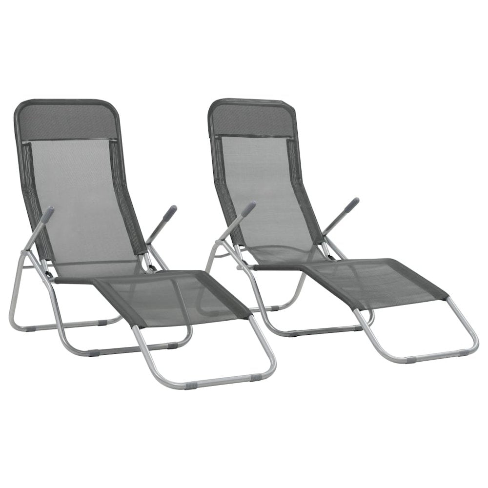 Sun Lounger Set of 2 Anthracite Textilene fabric Medium