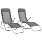 Sun Lounger Set of 2 Anthracite Textilene fabric Medium