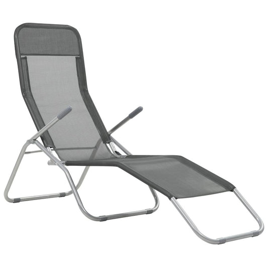 Sun Lounger Set of 2 Anthracite Textilene fabric Medium