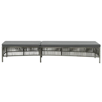 Sunlounger Grey Poly Rattan, Powder-Coated Steel, Polyester Large
