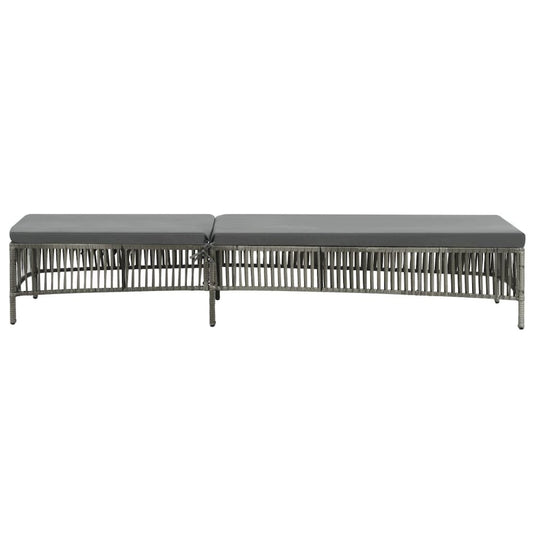 Sunlounger Grey Poly Rattan, Powder-Coated Steel, Polyester Large