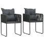 Rattan Dining Chair Set of 2 Black PE Rattan Standard Durable