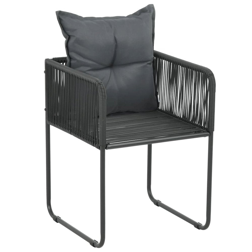 Rattan Dining Chair Set of 2 Black PE Rattan Standard Durable