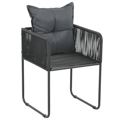 Rattan Dining Chair Set of 2 Black PE Rattan Standard Durable