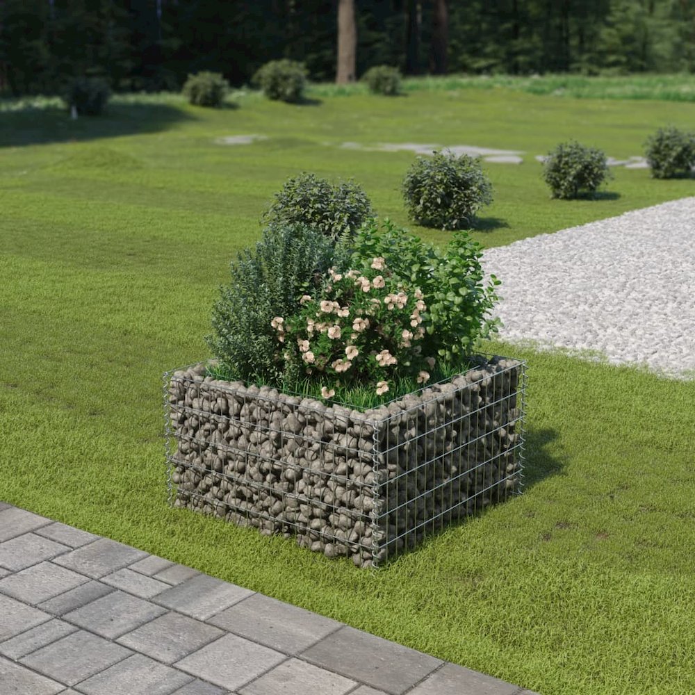 vidaXL Gabion Raised Bed Galvanised Steel 35.4"x35.4"x19.7", 143557