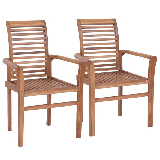 vidaXL Stacking Dining Chairs 2 pcs Solid Teak, 44664