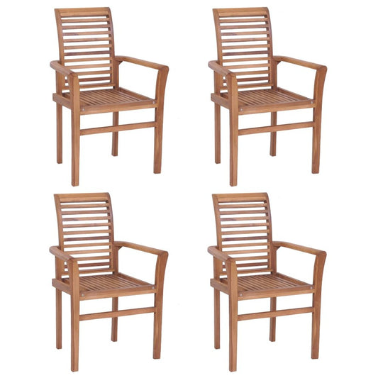 vidaXL Stacking Dining Chairs 4 pcs Solid Teak, 44665