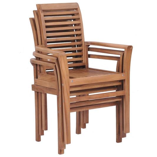 vidaXL Stacking Dining Chairs 4 pcs Solid Teak, 44665