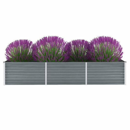vidaXL Garden Raised Bed Galvanized Steel 94.5"x31.5"x17.7" Gray, 44842
