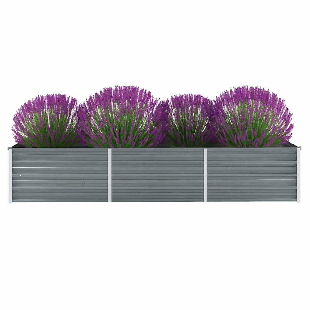 vidaXL Garden Raised Bed Galvanized Steel 94.5"x31.5"x17.7" Gray, 44842