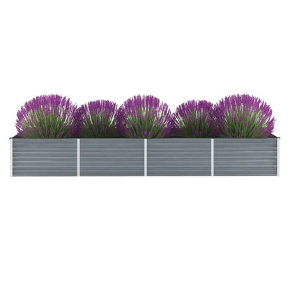 vidaXL Garden Raised Bed Galvanized Steel 126"x31.5"x17.7" Gray, 44846