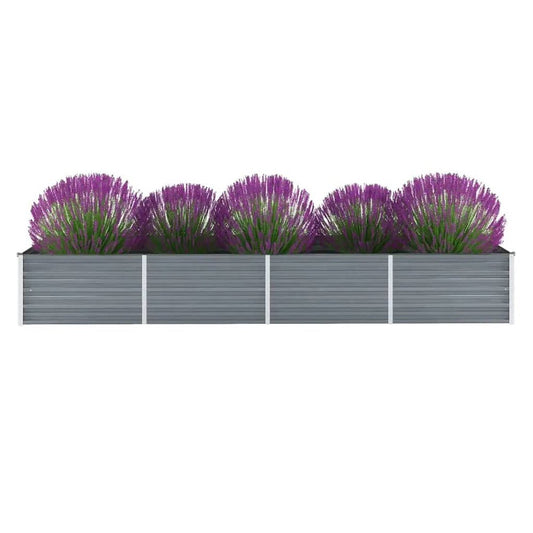 vidaXL Garden Raised Bed Galvanized Steel 126"x31.5"x17.7" Gray, 44846