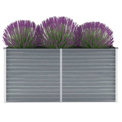 vidaXL Garden Raised Bed Galvanized Steel 63"x15.7"x31.3" Gray, 44848