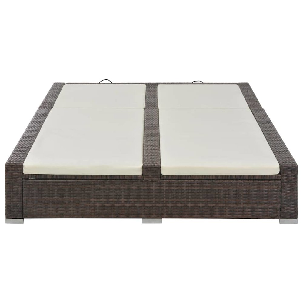 Sunlounger Brown PE rattan, powder-coated steel, polyester Double