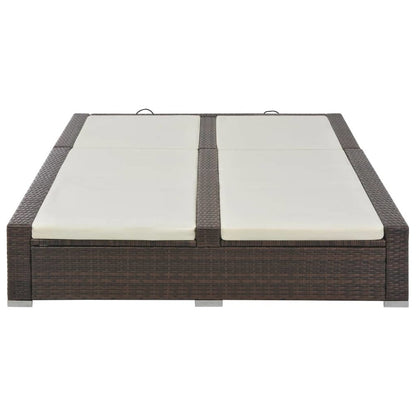 Sunlounger Brown PE rattan, powder-coated steel, polyester Double