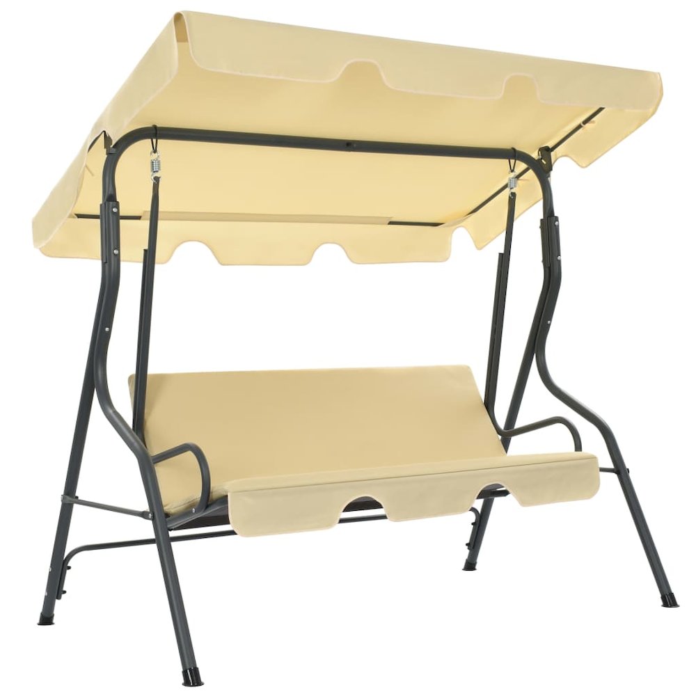 Garden Swing Seat Cream White Powder-coated steel, Polyester Large
