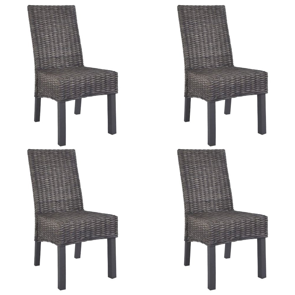 vidaXL Dining Chairs 4 pcs Brown Kubu Rattan and Mango Wood (2x246655), 275467