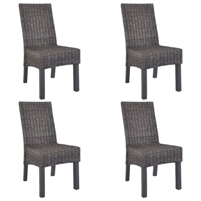 vidaXL Dining Chairs 4 pcs Brown Kubu Rattan and Mango Wood (2x246655), 275467