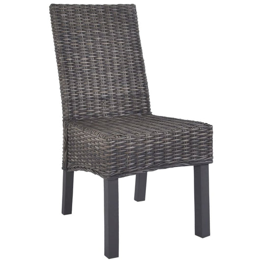 vidaXL Dining Chairs 4 pcs Brown Kubu Rattan and Mango Wood (2x246655), 275467
