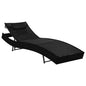 Sunlounger Black Poly Rattan Standard Adjustable Armrests