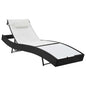 Sunlounger Black Steel frame, Poly Rattan, Textilene Extra Long