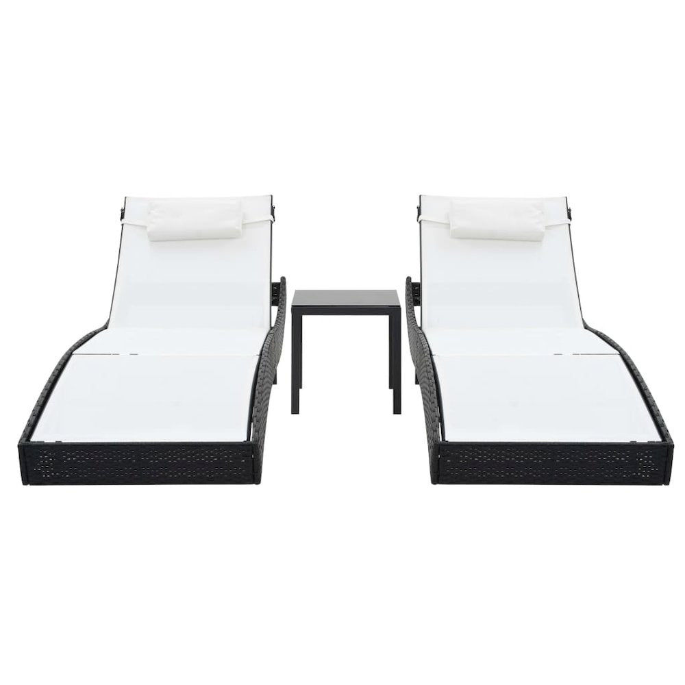 Sunlounger Set of 2 Black and white