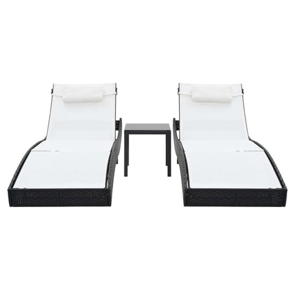 Sunlounger Set of 2 Black and white