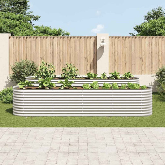vidaXL Garden Raised Bed 157.4"x31.4"x31.8" galvanized Steel Silver, 45511