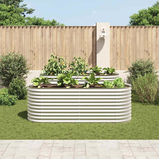 vidaXL Garden Raised Bed 94.4"x31.4"x31.8" galvanized Steel Silver, 45513