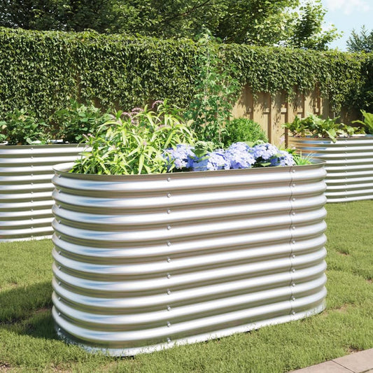 vidaXL Garden Raised Bed 62.9"x31.4"x31.8" galvanized Steel Silver, 45514