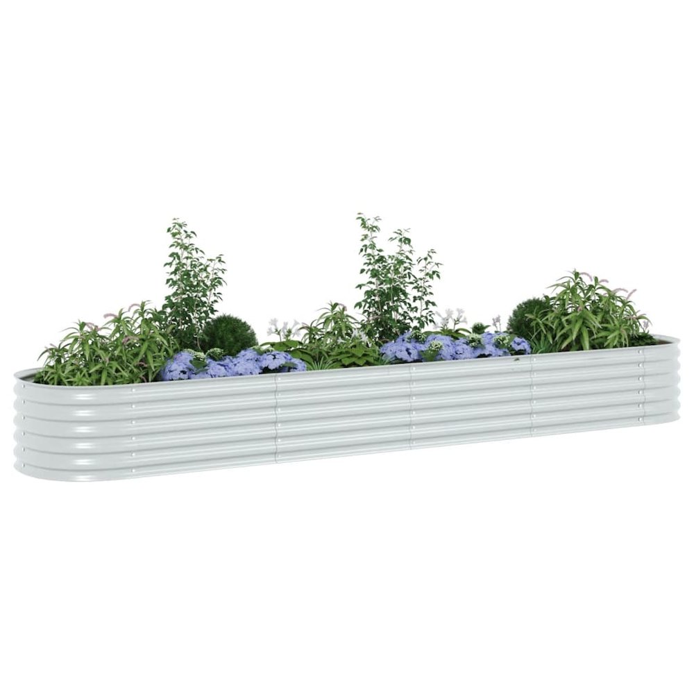 vidaXL Garden Raised Bed 157.5"x31.5"x17.3" Galvanised Steel Silver, 45516