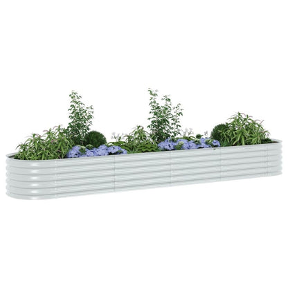 vidaXL Garden Raised Bed 157.5"x31.5"x17.3" Galvanised Steel Silver, 45516