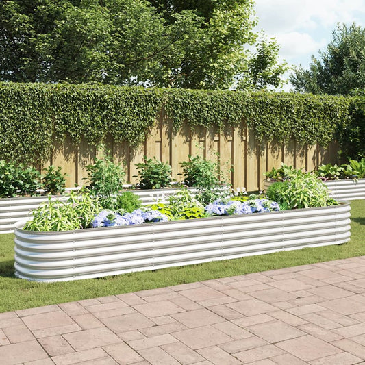 vidaXL Garden Raised Bed 157.5"x31.5"x17.3" Galvanised Steel Silver, 45516