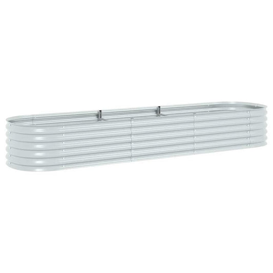 vidaXL Garden Raised Bed 126"x31.5"x17.3" Galvanised Steel Silver, 45517
