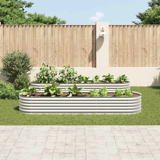 vidaXL Garden Raised Bed 126"x31.5"x17.3" Galvanised Steel Silver, 45517