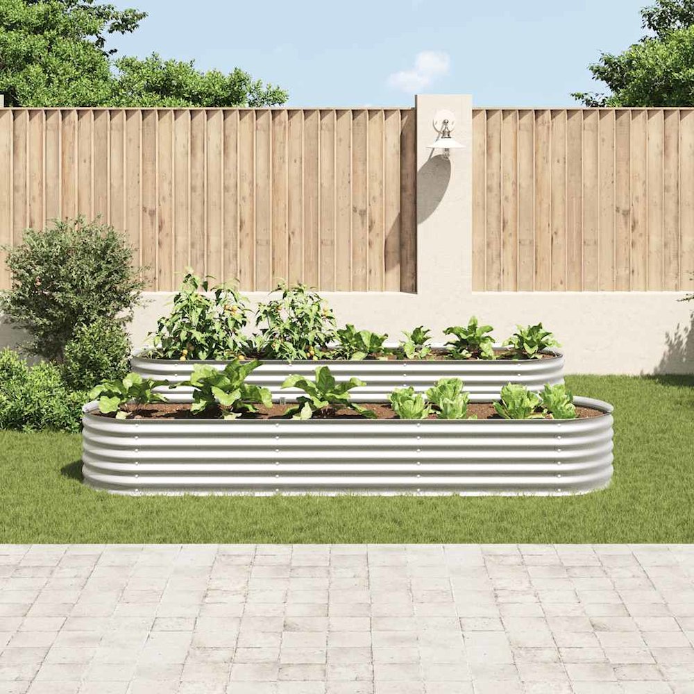 vidaXL Garden Raised Bed 126"x31.5"x17.3" Galvanised Steel Silver, 45517