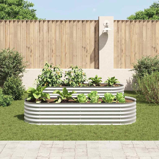 vidaXL Garden Raised Bed 94.5"x31.5"x17.3" Galvanised Steel Silver, 45518