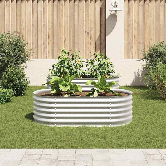 vidaXL Garden Raised Bed 63"x31.5"x17.3" Galvanised Steel Silver, 45519