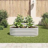 vidaXL Garden Raised Bed 63"x31.5"x17.3" Galvanised Steel Silver, 45519