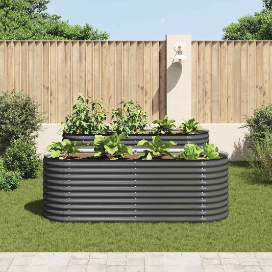 vidaXL Garden Raised Bed 94.4"x31.4"x31.8" galvanized Steel Gray, 45523
