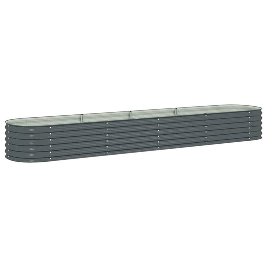 vidaXL Garden Raised Bed 157.5"x31.5"x17.3" Galvanised Steel Gray, 45526